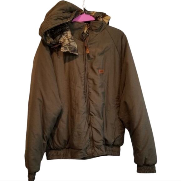 Woolrich Outdoor Guide reversible khaki camouflage Hunting coat Mens Size medium - Picture 1 of 7